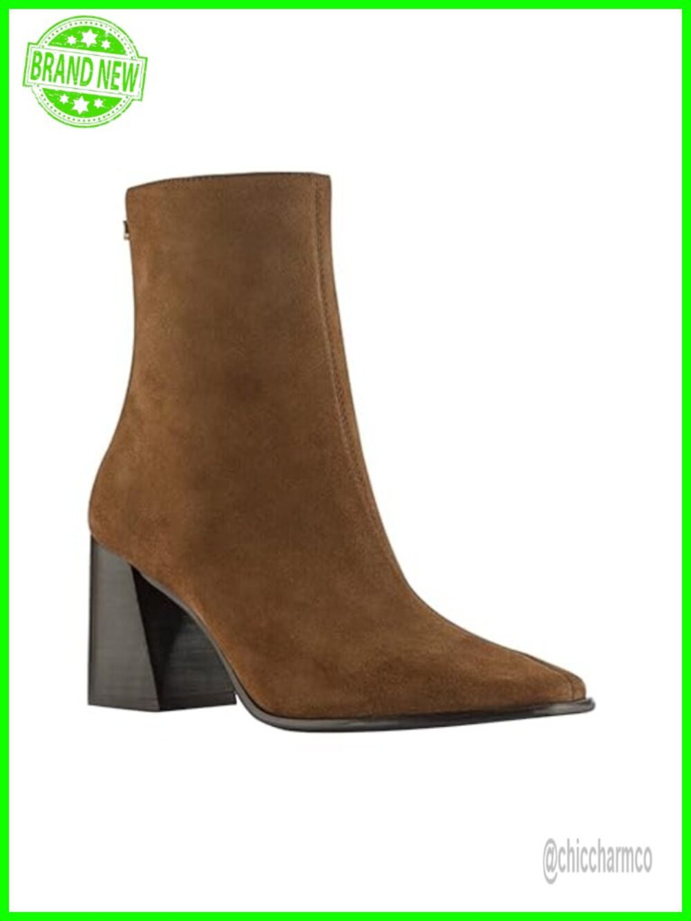Authentic Leather Ankle Boots Block Heel Side Zip Cushioned Insole